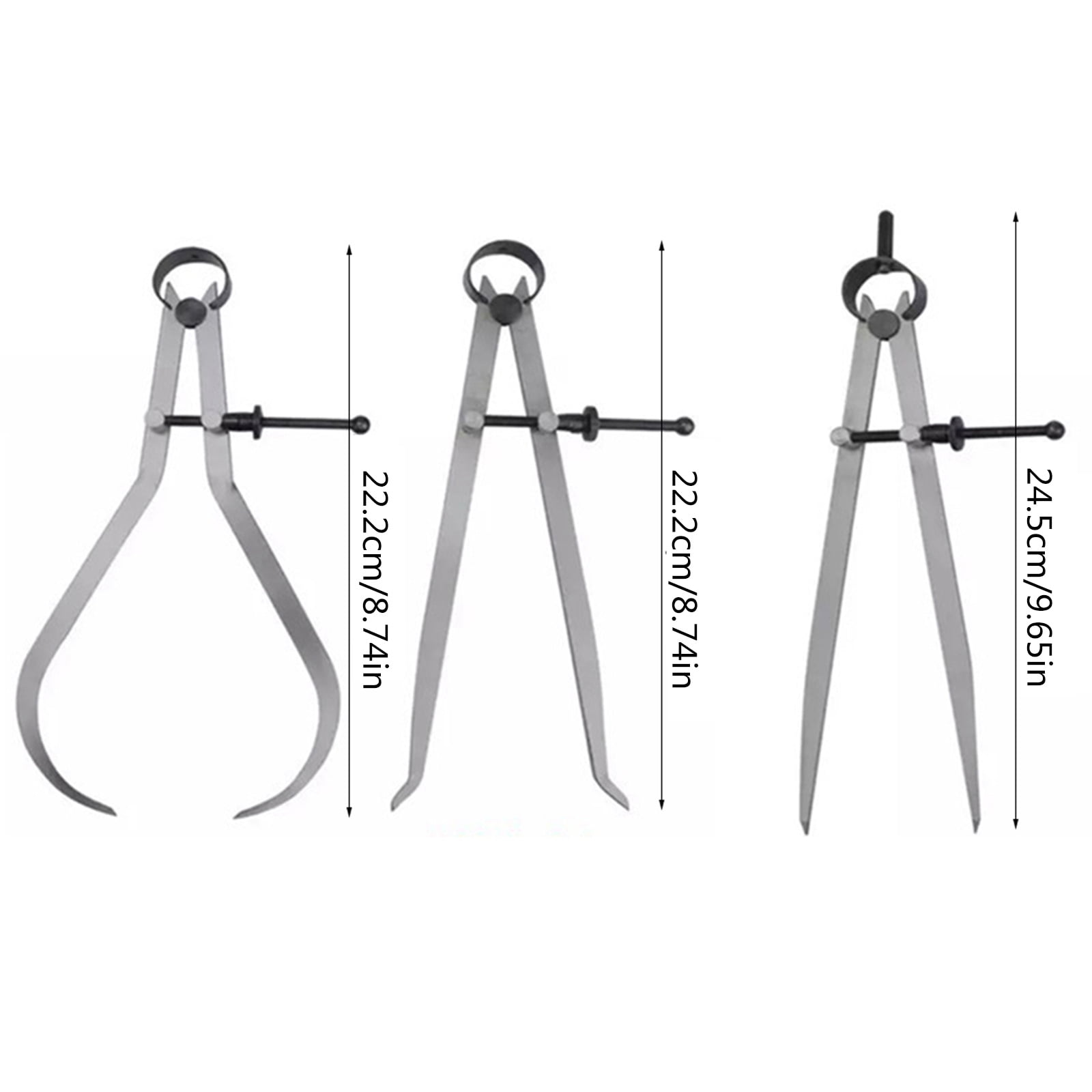 Yokua 8-Inch Machinist Tool Tool 3 Pack Spring Inside Outside Divider Caliper Set