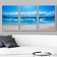 thumbnail image 3 of wall26 Framed Canvas Print Wall Art Set Vibrant Blue Beach Shore, Waves &amp; Clouds Nature Wilderness Photography Realism Rustic Relax/Calm for Living Room, Bedroom, Office - 16"x24"x3 Whi, 3 of 5