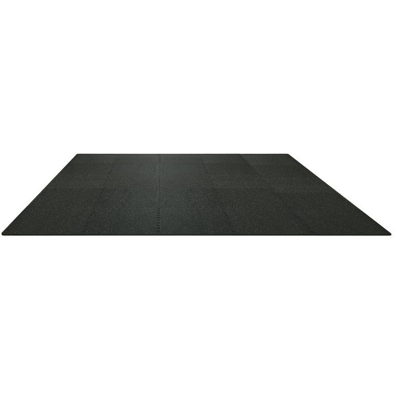 Xspec 1/2 Thick 48 Sq ft Rubber Top Eva Foam Home Gym Mats 12 Pcs, Grey Black