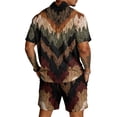 thumbnail image 6 of Men's 2 Piece Summer Outfits Texture Pattern Short Sleeve Shirt and Shorts Matching Set for Beach Cruise Resort Vacation, 6 of 6