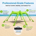 thumbnail image 3 of Rirool Windproof Beach Tent Sun Shelter, UPF50+ Portable Beach Canopy with Thickened Aluminum Poles, 8 Sandbags & Outdoor Shade for Beach Camping Patio Green, 3 of 8