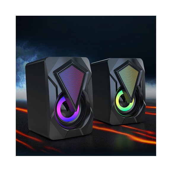 2Pcs Portable Speaker High-Volume Subwoofer USB Computer Audio Loudspeaker for Home Office Desktop-Black