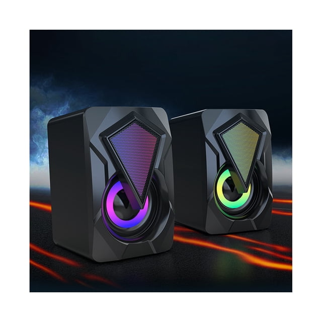 2Pcs Portable Speaker High-Volume Subwoofer USB Computer Audio Loudspeaker for Home Office Desktop-Black
