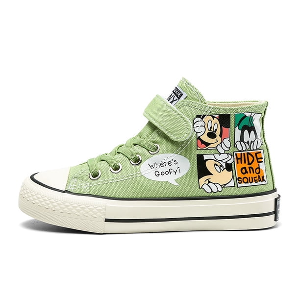 Zapatos de lona de alta calidad para niños de Disney Minnie Mickey Mouse, novedad de 2022, zapatos deportivos informales de dibujos animados para niños y niñas, venta al por mayorVerde32 Deng Xun unisex