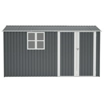 8'x12' Outdoor Storage Shed - Steel Construction with Windows, Vents & Secure Hinged Doors for Garden/Patio Storage