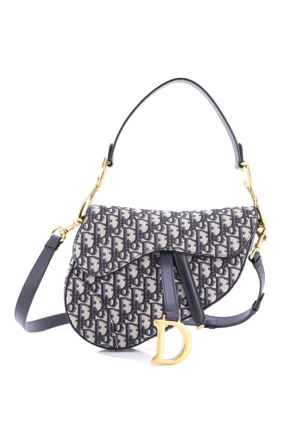 Pre-Owned Saddle Handbag with Strap Oblique Canvas Medium By Rebag
