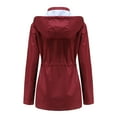 thumbnail image 4 of Defitshape Women's Waterproof Rain Jacket Hooded Raincoat Lightweight Military Anorak Long Spring Winter Zip Up Full Zip Windproof Outerwear Burgundy X-Large, 4 of 4