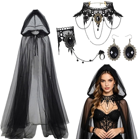 Halloween Cosplay Costume Spooky Gothic Witch Sorceress Corset Dress Set for Women Gir'ls Noble Holiday Party Theme Party Masquerade Birthday Gift Carnival Roleplay Roleplay Wear Style Wear