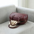 thumbnail image 5 of INSPIRE CHIC Vegan Leather Purse Bags Top Handle Dome Satchel Bag with Strap for Women Burgundy, 5 of 6