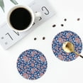 thumbnail image 5 of Fuzoiu Rose Flowers Print Leather Coasters Set,Drink Coasters Set of 6,for Tabletop Protection, Durable PVC Coasters,Home Décor and Housewarming Gift,Round Shape, 5 of 7