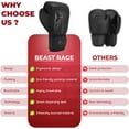 thumbnail image 4 of BEAST RAGE Boxing Gloves Training Sparring Pro Impact Muay Thai MMA Kickboxing Men Women Adult Heavy Punching Bag Focus Pads Mitts Speed Workout Ventilated Palm 8 10 12 14 16 Oz (Black, 12 oz), 4 of 9
