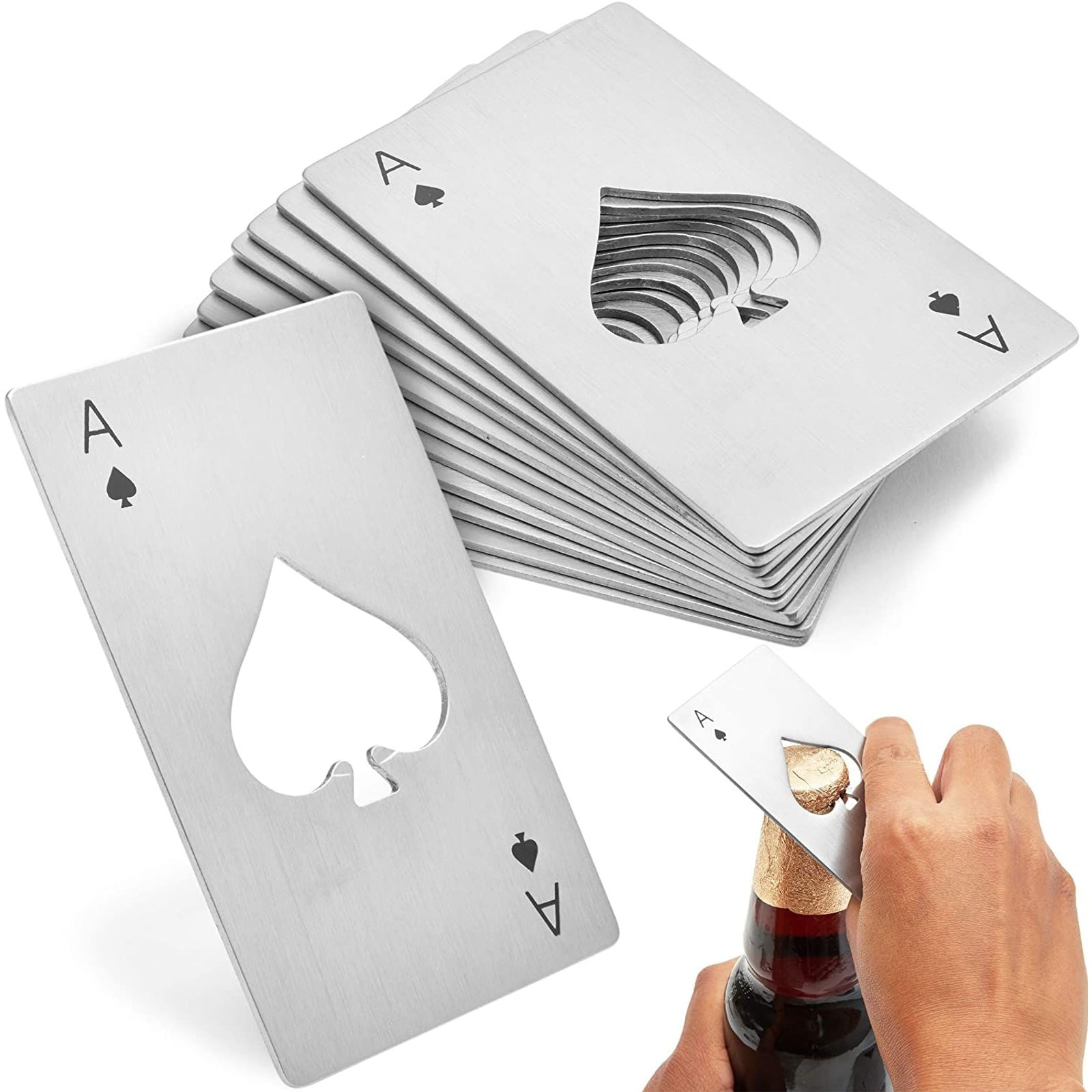 Black Stainless Steel Ace of Spades Card Novelty Beer Bottle Opener Poker Wallet 