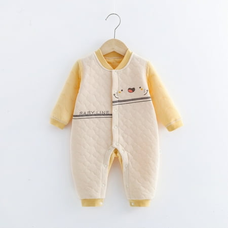 

Breampot Infant Jumpsuit Baby Ha Three-layer Warm Newborn Cotton Boneless Autumn And Winter Climbing Suit Yellow
