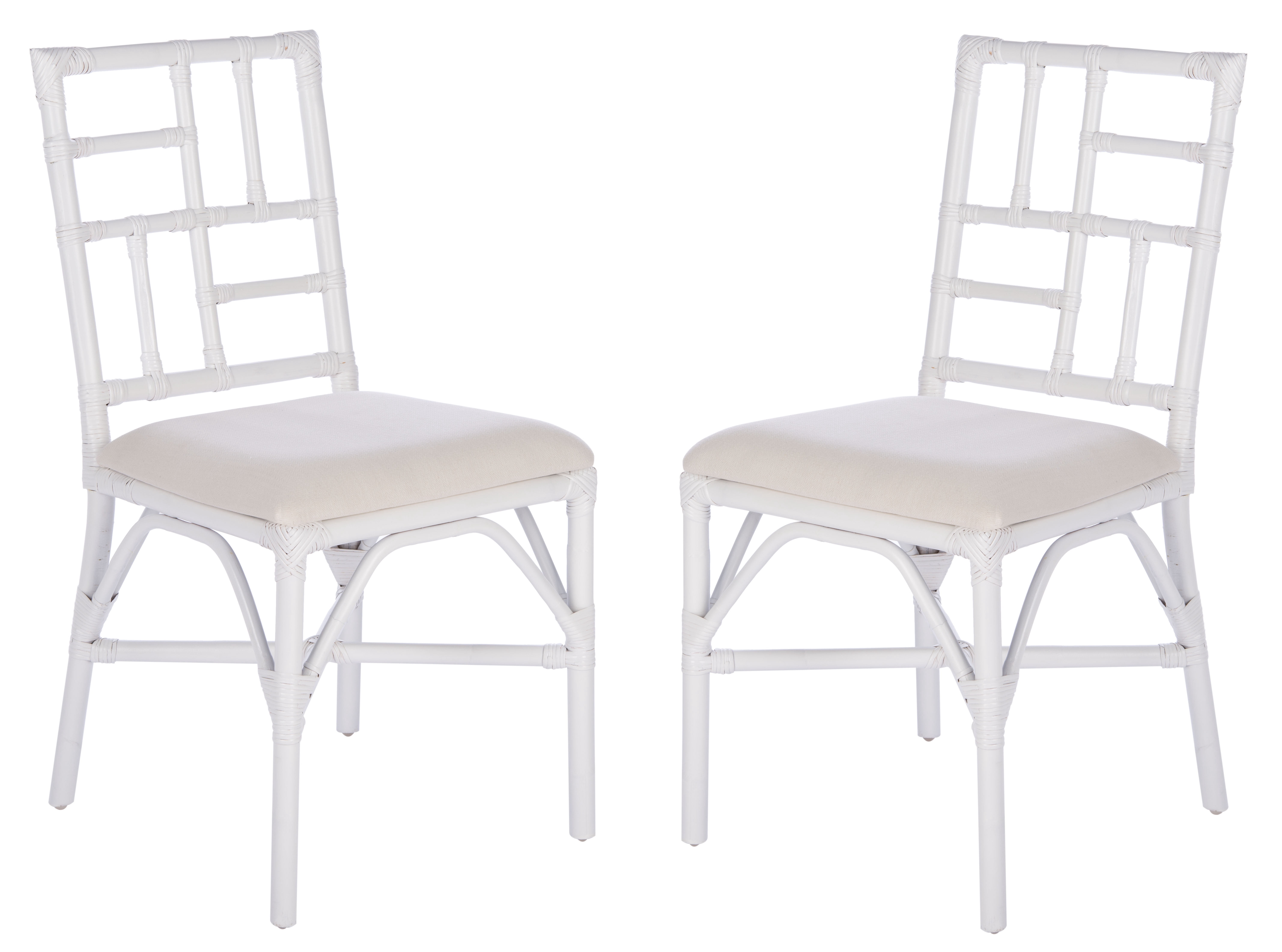 SAFAVIEH Christine Glam Accent Chair w/Cushion, White, Set of 2