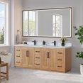 thumbnail image 2 of Anais 84" Wood Vanity in Light Brown with White Composite Stone Top with Mirror, 2 of 13