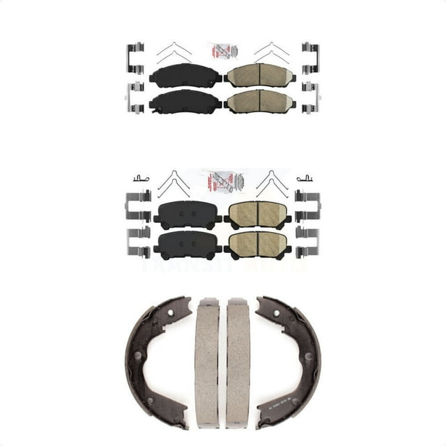 Transit Auto Front Rear Ceramic Disc Brake Pads and Parking Shoes Kit for Car Honda Pilot Acura MDX ZDX KNN-100733