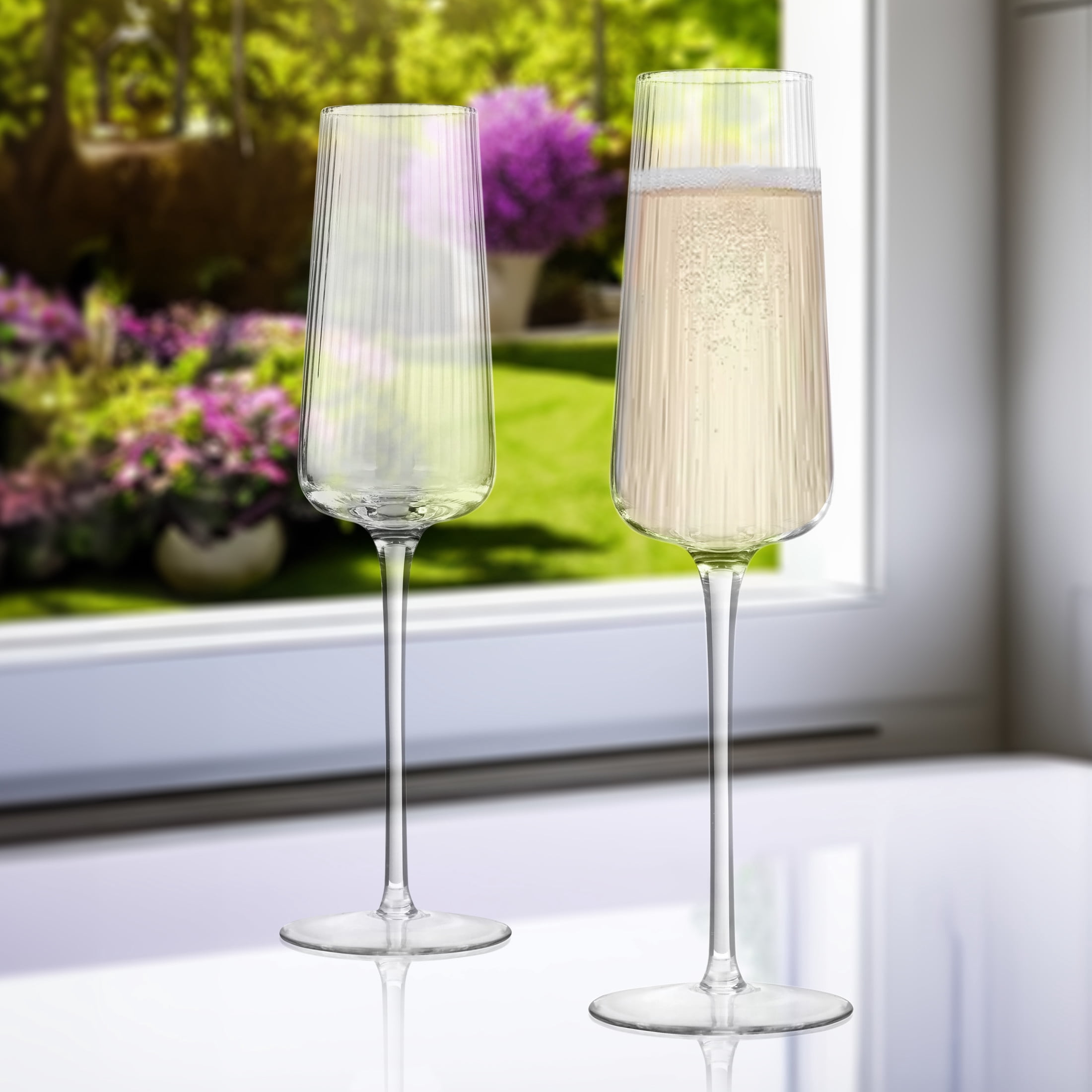 Artland Soho Optic 8.5 oz Champagne Flute & 14 oz Goblet (8-Piece Set) - Stemmed Glasses for Weddings, Parties - Versatile for Cocktails, Prosecco, Wine Excellent Gift Idea, Dishwasher Safe (Clear)