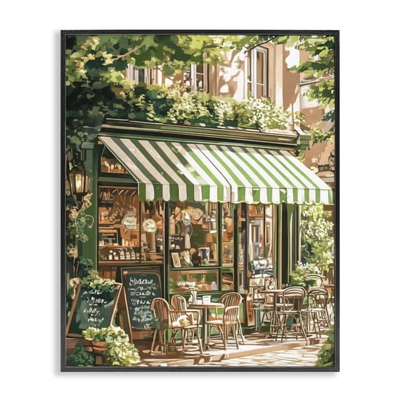Stupell Industries Eclectic Coffee Shop Awning & Greenery Black Framed Giclee Art, 11 x 14, by LSR Design Studio