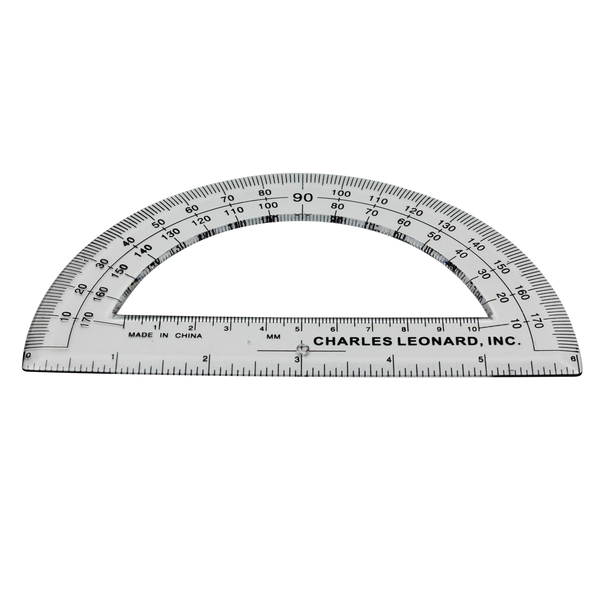 Charles Leonard Protractor Plastic, 6-Inch, 12 Per Pack, 3 Packs