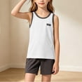 thumbnail image 4 of KPOPLK 2Pcs Youth Boys Basketball Jersey Clothes Kids Sports Tracksuit Sleeveless Tank Tank Top and Mesh Shorts Outfit Set 4-16 Years Beige Size 12-13 Years, 4 of 9