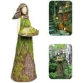thumbnail image 3 of Estatua de jardín de hadas con comedero para pájaros, adornos de resina para césped, esculturas artísticas de jardín para decoración al aire libre, 3 of 8