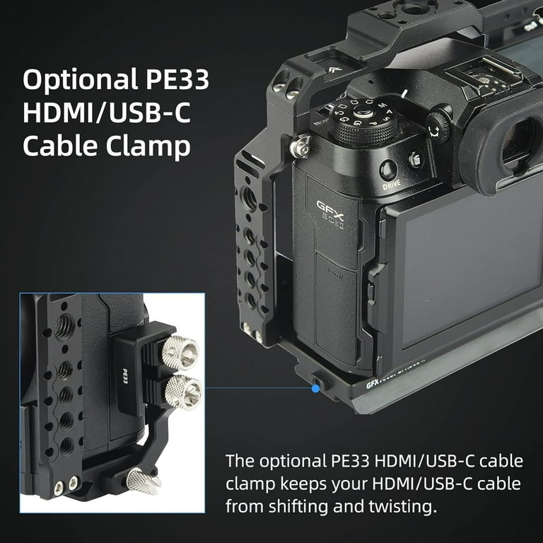 Nitze Camera Cage For Fujifilm GFX 50S II & 100S - Built-in NATO Rail, Arca Swiss Plate & Full Access