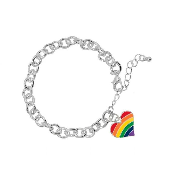 Rainbow Heart Gay Pride Charm Bracelets