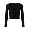 thumbnail image 5 of Lixiuxyad Women's Cropped Knit Cardigan with Tie Front and Long Sleeves Fall Fashion Clothes,Black, 5 of 6