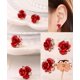 thumbnail image 4 of Pendientes sencillos de rosa roja chapados en oro rosa, joyería de moda para mujer, 4 of 4