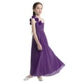 thumbnail image 4 of iiniim Big Girls One-Shoulder Chiffon Junior Bridesmaid Wedding Flower Girl Dress Purple 14, 4 of 7