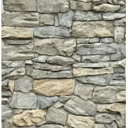 InHome Kilkenny Grey Stone Peel and Stick Vinyl Wallpaper, 216-in by 20.8-in, 31.2 Sq. ft.
