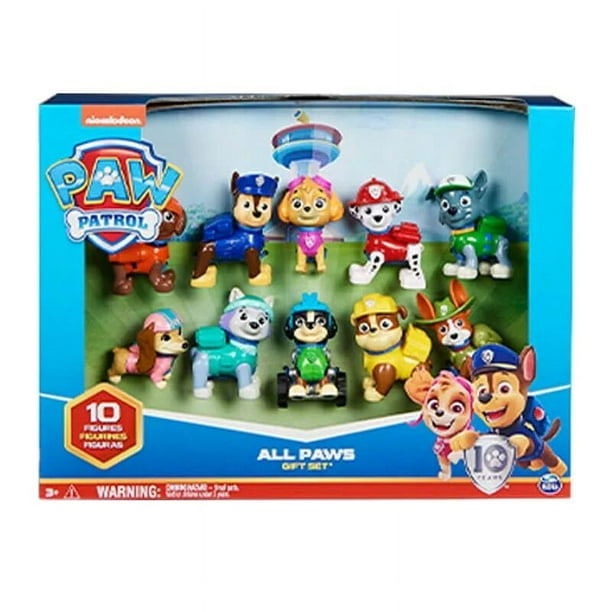 Juguete de la Patrulla Canina, conjunto de regalo con todas las patas, paquete de regalo de 10 figuras con figuras de acción coleccionables, regalo de cumpleaños para niños, muñecas de Navidad