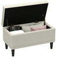 thumbnail image 1 of HOMCOM Storage Ottoman, Linen Fabric End of Bed Bench, Beige, 1 of 10