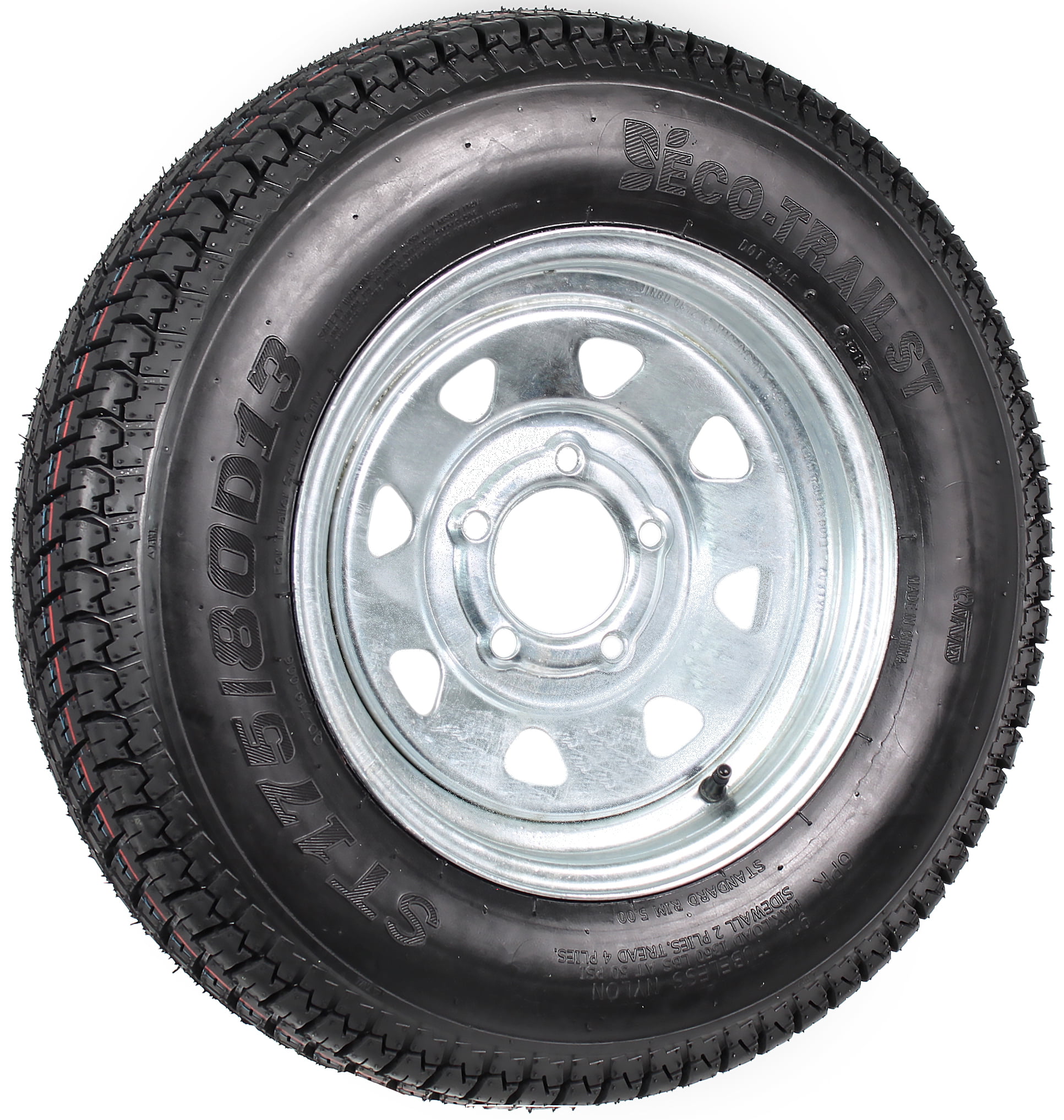 Trailer Tire On Rim ST175/80D13 175/80 D 13 B78-13 5 Lug Wheel Galvanized Spoke 
