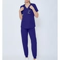 thumbnail image 5 of MLQIDK Scrubs for Women Plus Size Medical Uniforms Stretchy V-Neck Yoga Scrub Pants and Tops Nurse Uniforms Scrub Set Tall Scrubs Royal Blue L, 5 of 7