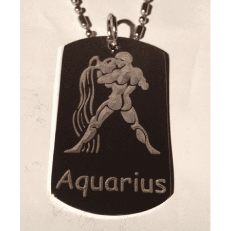 Zodiac Signs Sign Aquarius Water Bearer - Military Dog Tag, Luggage Tag Key Chain Metal Chain