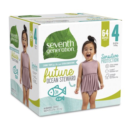 Seventh Generation Sensitive Protection Free & Clear Baby Diapers - Size 4, 64 count