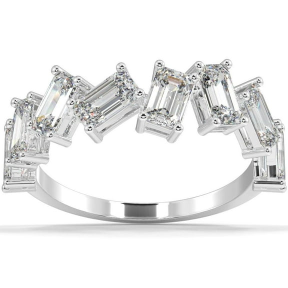 Pompeii 2 1/2Ct Emerald Cut Moissanite Wedding Ring in 10k White, Yellow, or Rose Gold (,)