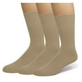 thumbnail image 1 of EMEM Apparel Men's Big and Tall King Size Diabetic Circulatory Non-Binding Top Loose Top Casual Dress Crew Mid Calf Cotton Seamless Toe Hosiery Socks 3-Pack Khaki 15-17, 1 of 5