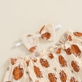 thumbnail image 3 of Newborn Baby Girls Halloween Outfits Ruffle Long Sleeve Pumpkin Print Romper Bodysuit with Headband Set Cute Fall Clothes, 3 of 8