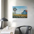 thumbnail image 4 of ARISTURING  Barn Picture Farmhouse Canvas Wall Art Teal Old Barn Windmill and Flowers Picture Art Prints for Rustic Country Farm Decor Framed 16x12in, 4 of 6