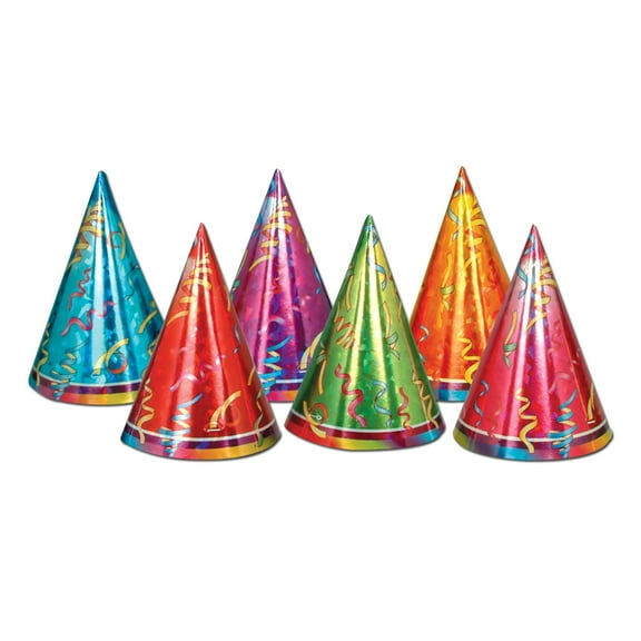 Party Central Club Pack of 72 Red and Blue Prismatic Cone Party Hats Costume Accessories 6.5"