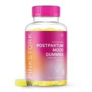 Pink Stork Postpartum Mood Gummies: 60 Vitamin D Gummies for Postpartum Hormone Support, Lemon