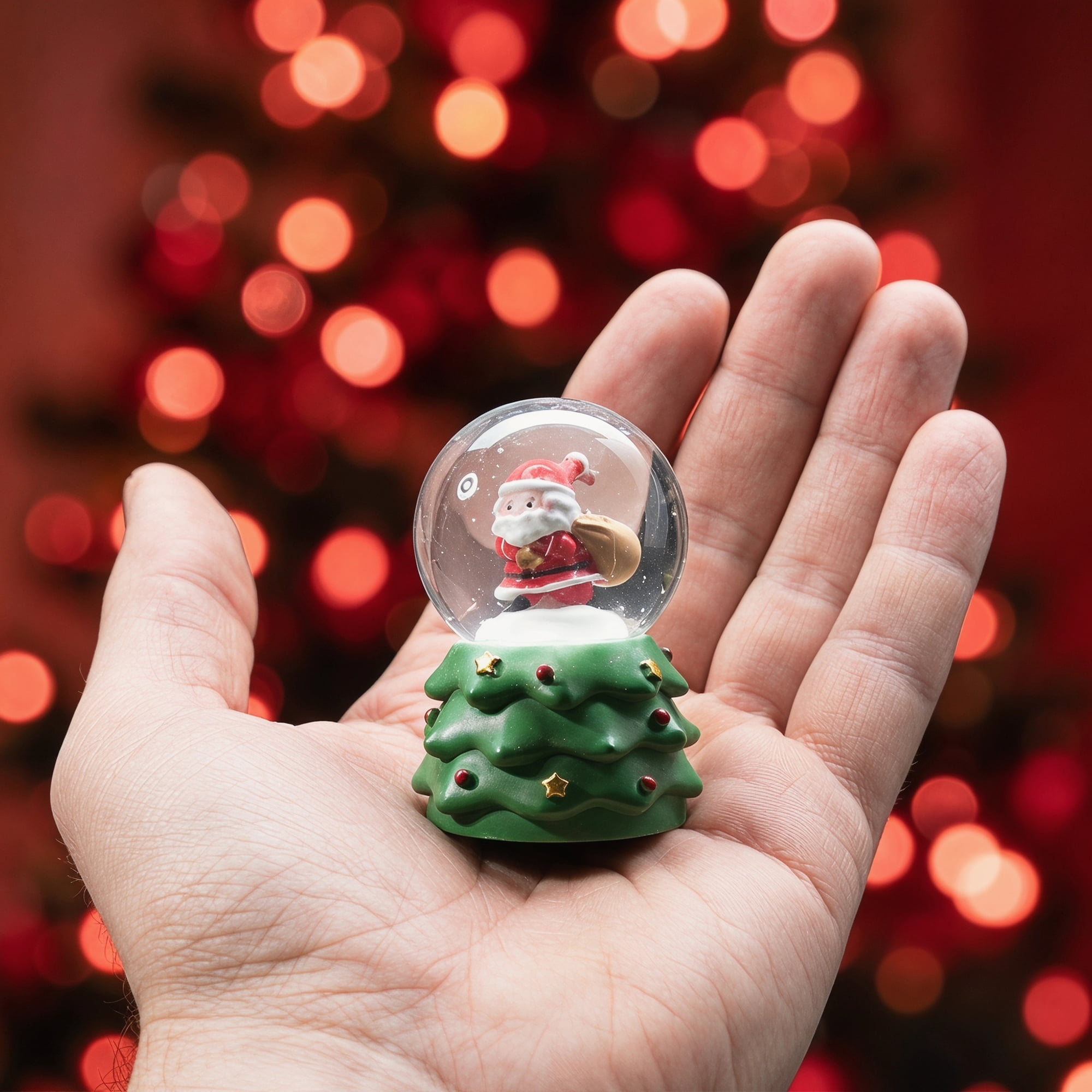 Unique Bargains Light Up Crystal Ball LED Glitter Snow Globe Green 1.8" x 1.8" x 2.7"