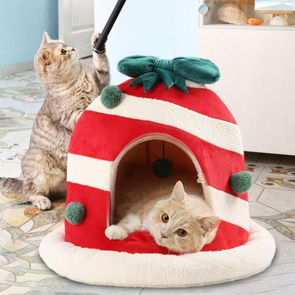 Tiendas de campaña navideñas para gatos, condominio de vacaciones, acogedor, antideslizante, lindo escondite navideño para gatitos y perros pequeños