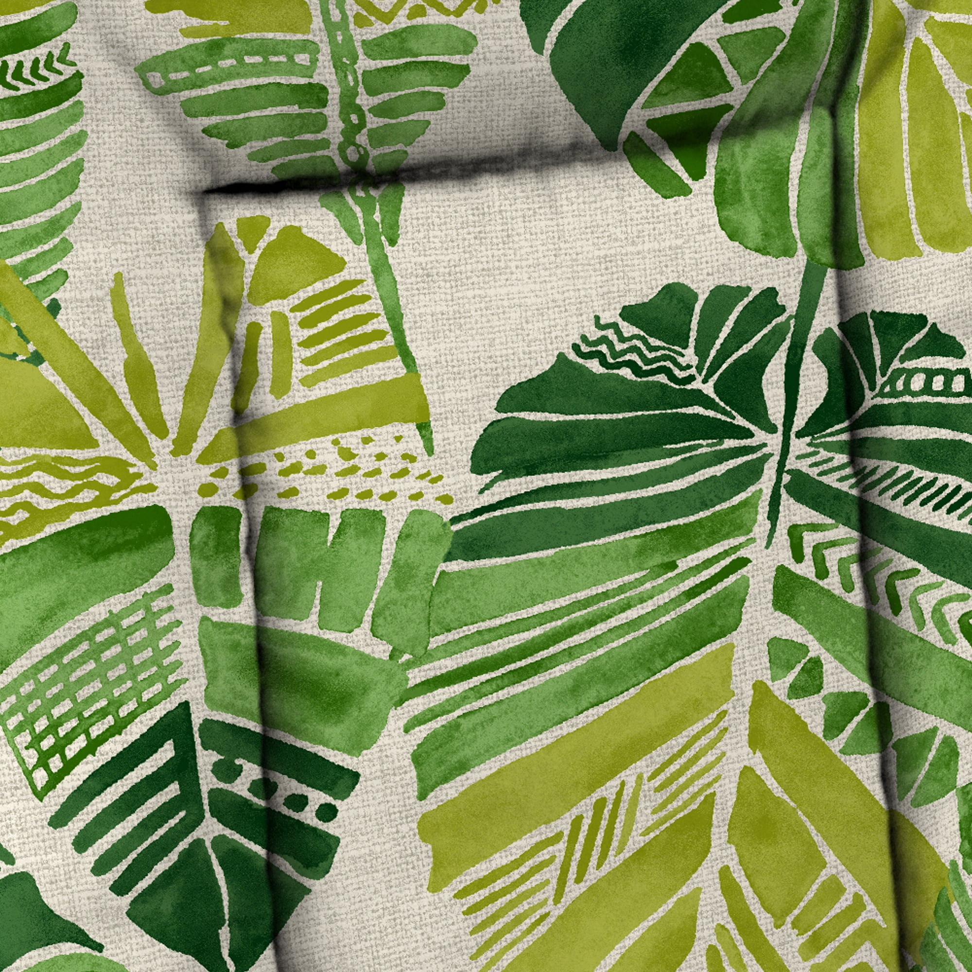 Jordan Manufacturing 38" x 21" Hixon Palm Green Leaves Rectangular Outdoor Wrought Iron Chair Cushion with Ties and Hanger Loop