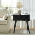 thumbnail image 3 of 23" Wooden End Table with Charging Station and Tray Modern End Table for Living Room Black, 3 of 8