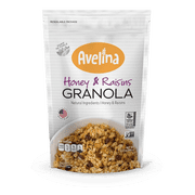 Avelina Natural Flavors Granola - Gluten-Free Healthy Oatmeal-Based Cereal, 12.3 oz (Honey & Raisins, 1-Pack)