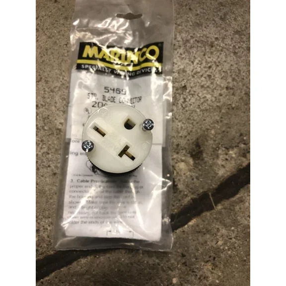 New 5469, Marinco, 20A 250V Str Blade Connector. Made In Usa