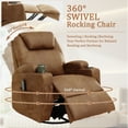 thumbnail image 3 of Lnsenfin Manual Swivel Rocker Recliner Chair with Massage Faux Leather for Living Room,Light Brown, 3 of 7